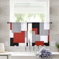 thumbnail image 2 of Red Grey Black Geometric Sheer Curtains 54 Inches Length 2 Panels Set, Window Sheer Curtains for Living Room/Bedroom, Middle Century Modern Art Abstract Light Filter Rod Pocket Curtain 52''x54''x2, 2 of 7