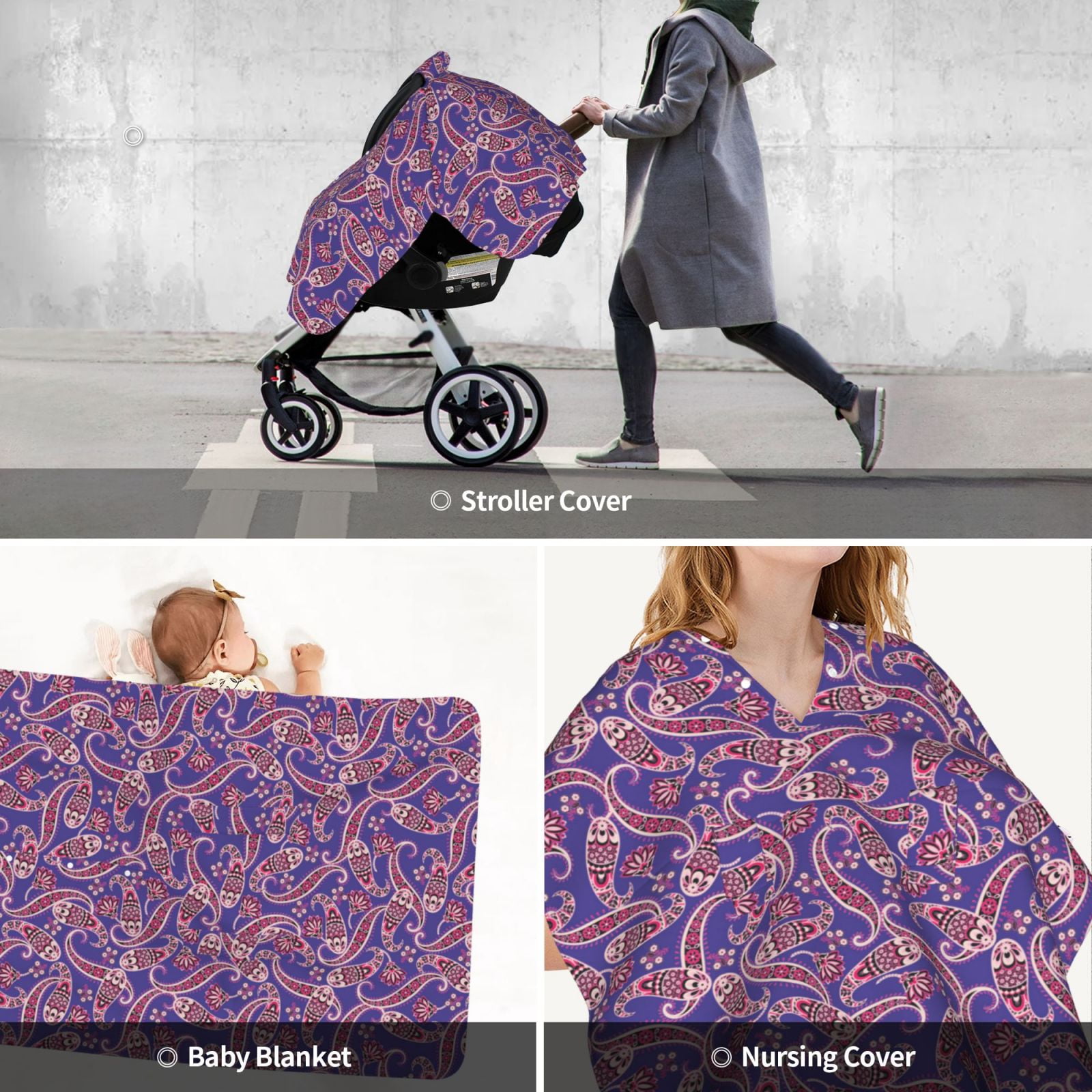 Car Seat Cover Baby - Paisley Pattern No.90121 Breathable Infant Car Seat Cover for Baby Carseat, Lightweight Comfort Baby Essentials Must Haves Newborn Stuff for Girl Boy