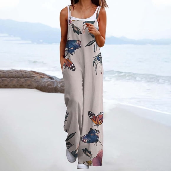 Haivin Women's Casual Jumpsuit with Loose Fit, Print, Pockets and Adjustable Straps for Daily Wear
