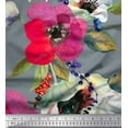 thumbnail image 1 of Soimoi Viscose Chiffon Fabric Leaves & Poppy Flower Print Fabric by the Yard 42 Inch Wide, 1 of 1