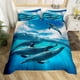 thumbnail image 1 of Funda Nórdica Queen para Niños Niñas Juego de Cama Delfín Saltarín Animales del Mar, 1 of 6