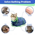 thumbnail image 4 of Breathable Mesh Anti Scratch Adjustable Cat Net Bag for Bathing，Cat Grooming Bag for Nail Trimming - Polyester Soft Cat Washing Bag (Blue-Green), 4 of 7