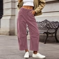 thumbnail image 2 of GEWSEY Womens Corduroy Pants High Waisted - Wide Leg Pant Casual Loose Trousers with Pocket Fall Winter Outfits (Red, XL), 2 of 6