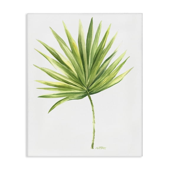 Stupell Industries Scandinavian Tropical Green Palm Fan Minimal on White Canvas Art, 16 x 20, by Melissa Hyatt