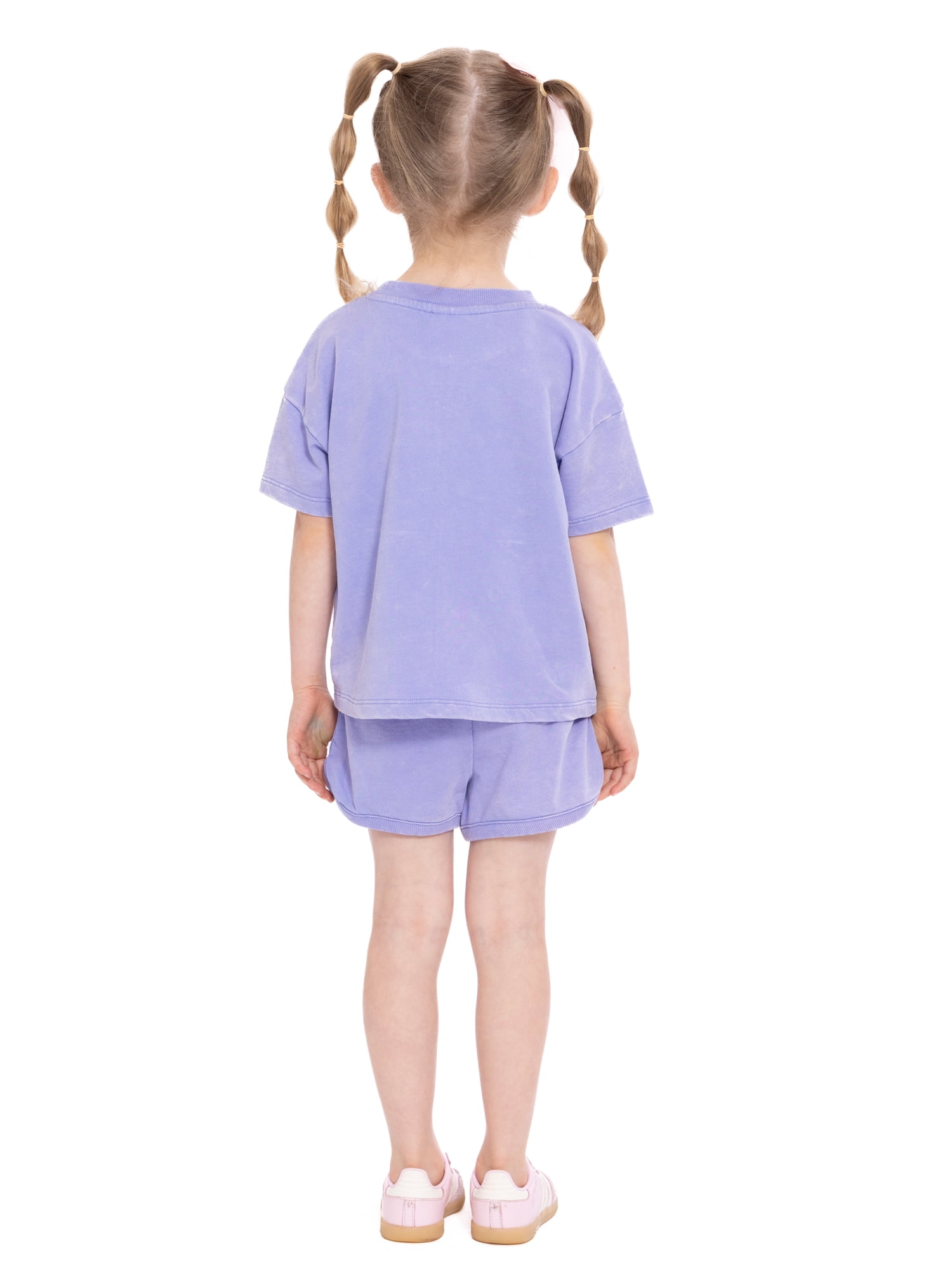 Disney Princess Toddler Girl's Short Sleeve Washed Graphic Crewneck Top with Matching Dolphin Short, Sizes 12M-5T