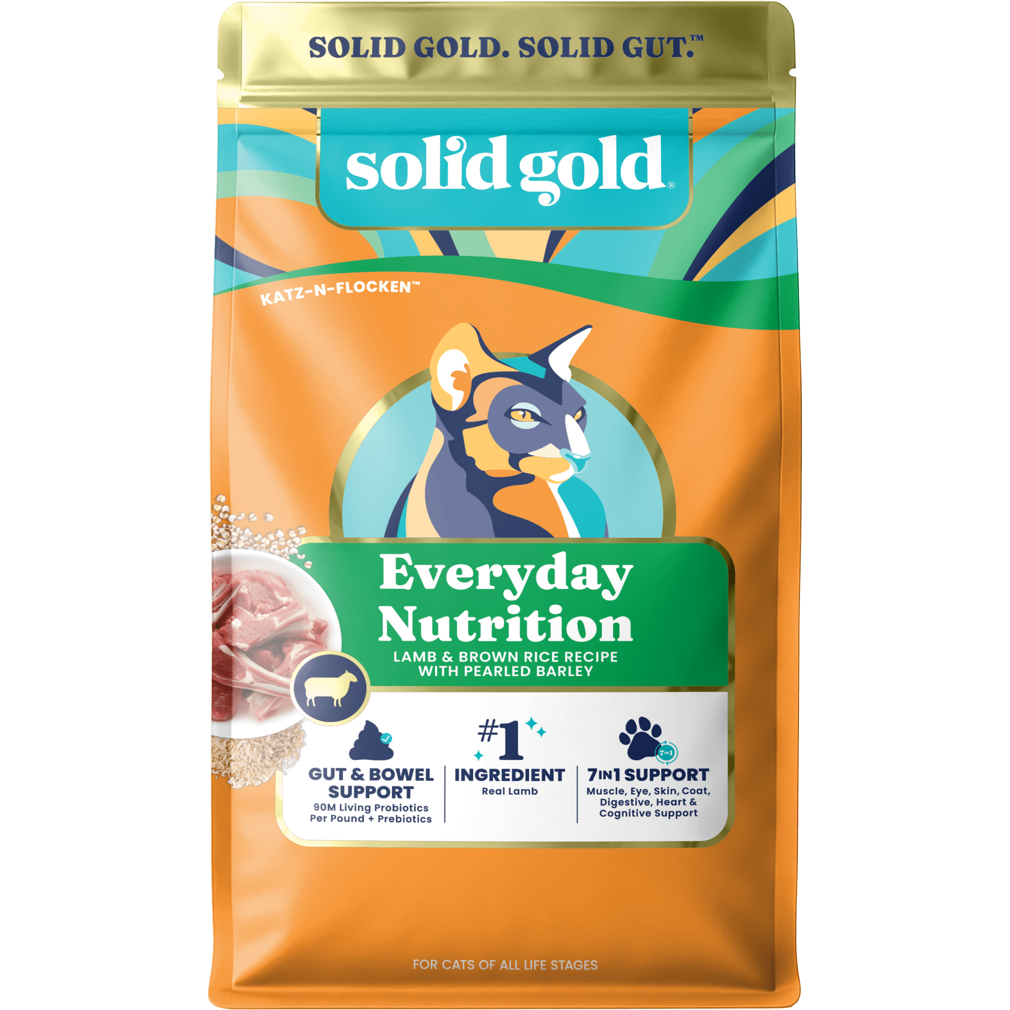 Solid Gold Katz-N-Flocken Lamb & Brown Rice Dry Food for Cats, 4lb