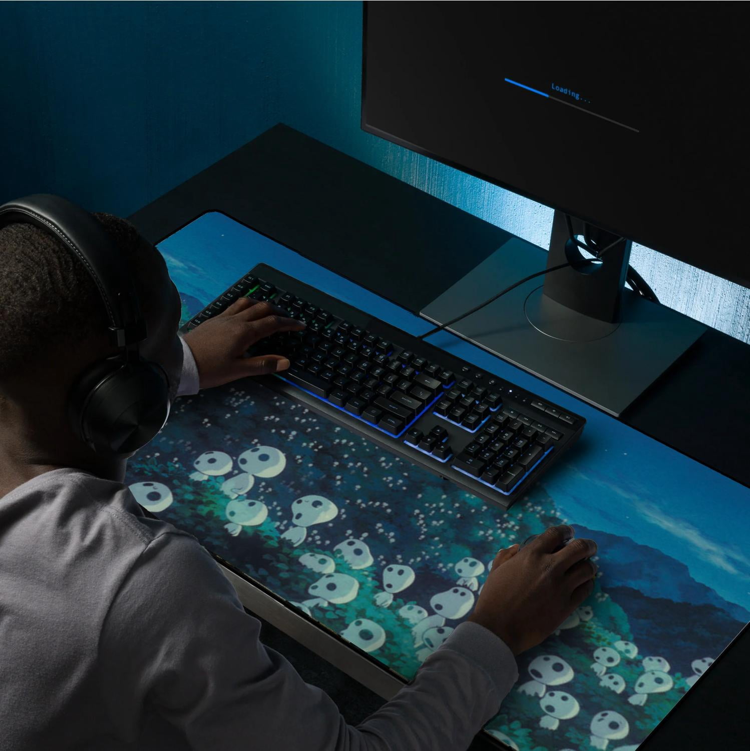 Kodama Mousepad, Forest Spirit Gaming Desk Mat, Anime-Inspired Desk Mat with Anti-Slip Rubber Base