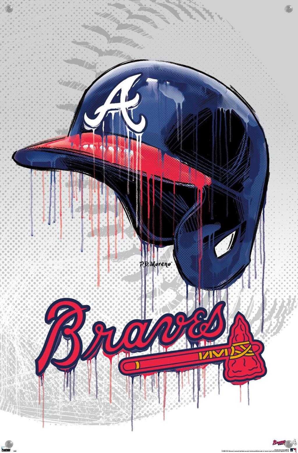 MLB Atlanta Braves - Drip Helmet 20 Wall Poster with Push Pins, 14.725" x 22.375"