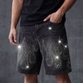 thumbnail image 2 of QQZ Relaxed Fit Denim Shorts Men, Rhinestone Flame Pattern Knee Length Jean Shorts for Hip Hop Party, Street Wear and Casual Outings, 2 of 5