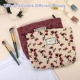 thumbnail image 6 of Vocoste Corduroy Floral Makeup Bag Zipper Flower Cosmetic Pouch Aesthetic Women Cosmetic Bags Coin Purse Red, 6 of 6