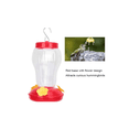 thumbnail image 5 of Plastic Hanging Hummingbird Feeder 6.75 x 4 Inches Red Base Yellow Floral Pattern with Iron Hang Feed Outdoor Feeding Bottle Bird Pet Pack of 2, 5 of 5