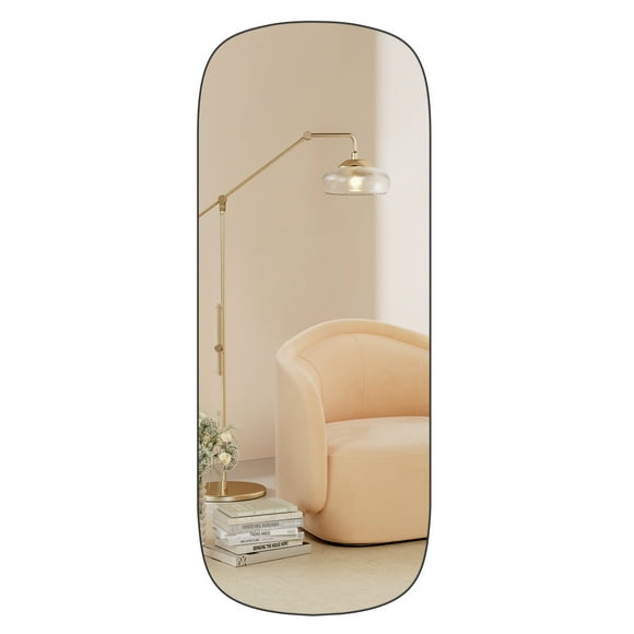 SONGMICS Mirror, Arched Wall Mirror Full Length, Mirror for Wall Door, Frameless Glass Mirror Decor, Black ULFM010B01