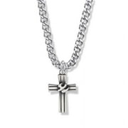 Extel Medium Pewter Lined and Dove Boy Confirmation Cross Pendant with 24" chain