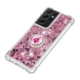 thumbnail image 4 of Funda para Samsung Galaxy S21 Ultra 5G con Brillo Líquido Flotante, Purpurina, Parachoques y Anillo Giratorio Soporte, 4 of 5
