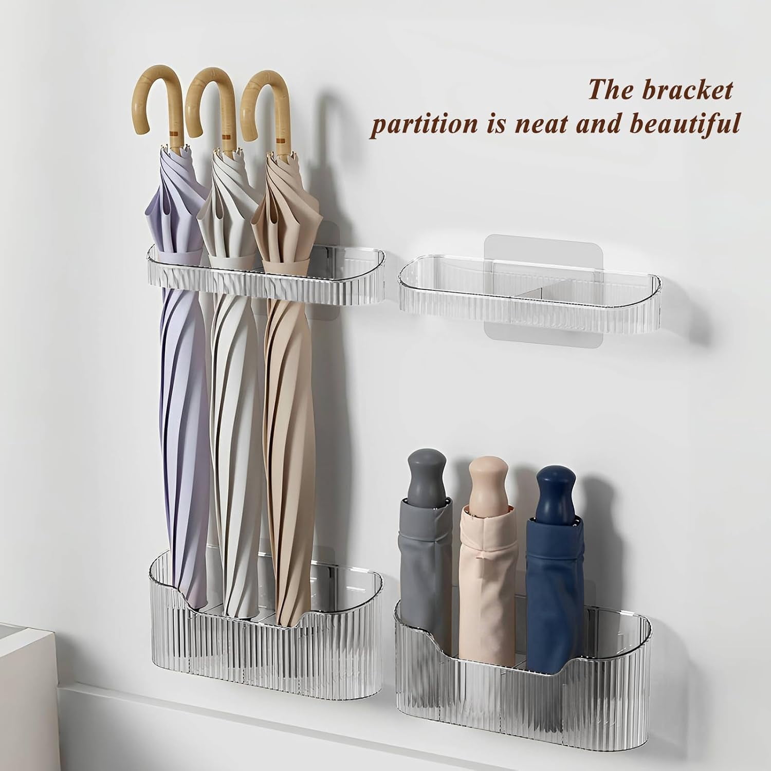 Umbrella Stand, Umbrella Holder for Entryway, Height Adjustable Umbrella Stands with Drip Tray, Wall Mount Space Saving Organizer for Home