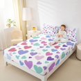 thumbnail image 4 of Homewish Chic Love Heart Bed Sheets for Kids, White Purple King Sheets, Fashion Cartoon Style Sheet Set, Super Cozy Room Decor, 4-Piece, 4 of 7