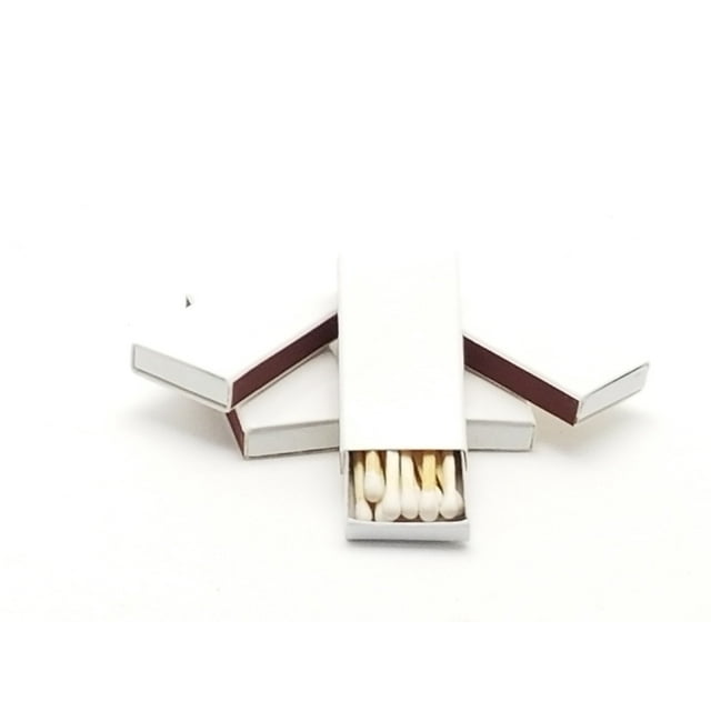 50 Miniature Plain White Cover Wooden Matches Box Matches