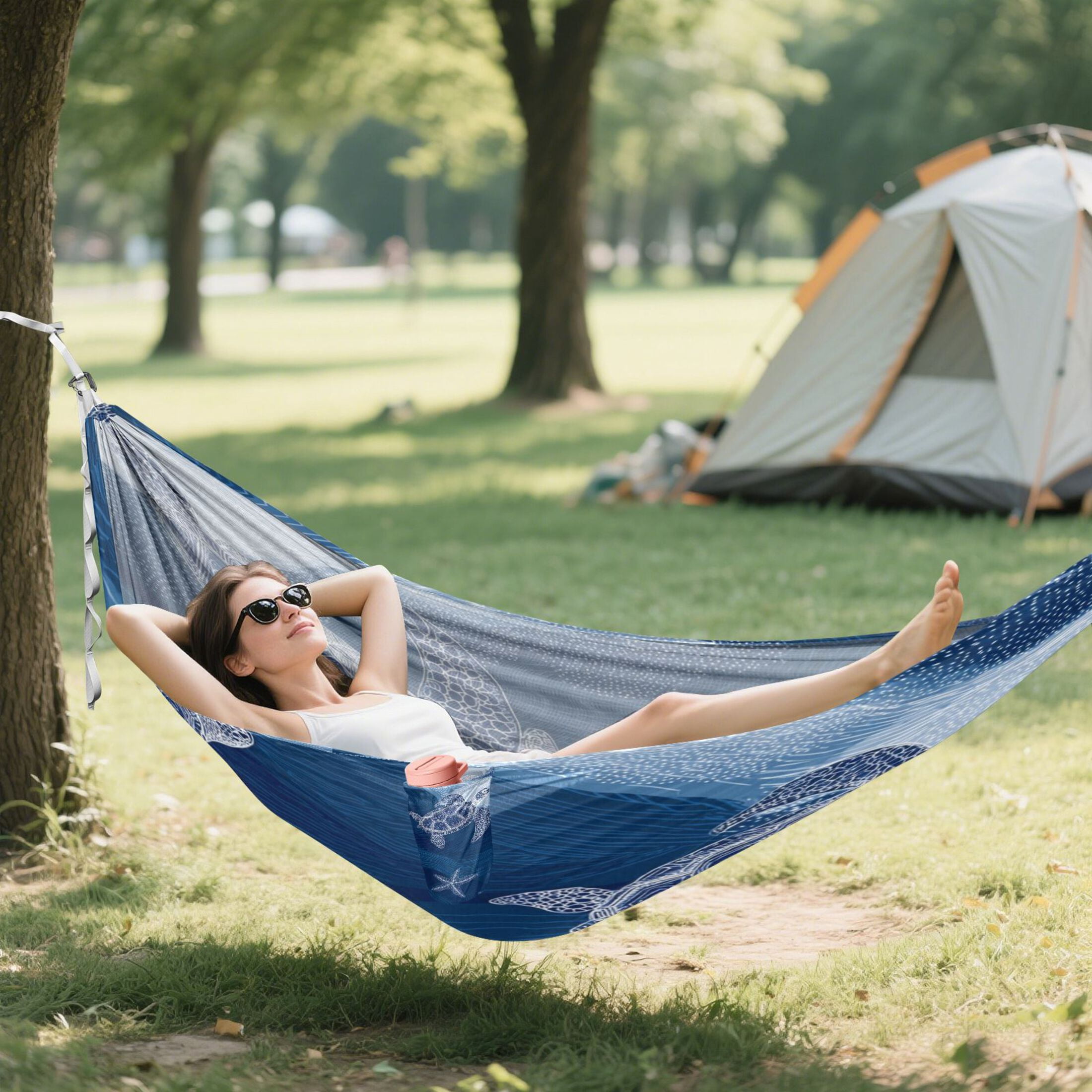 Hammock Camping Hammock Nylon Portable Hammock Travel Camping Hammock Turtle and Starfish