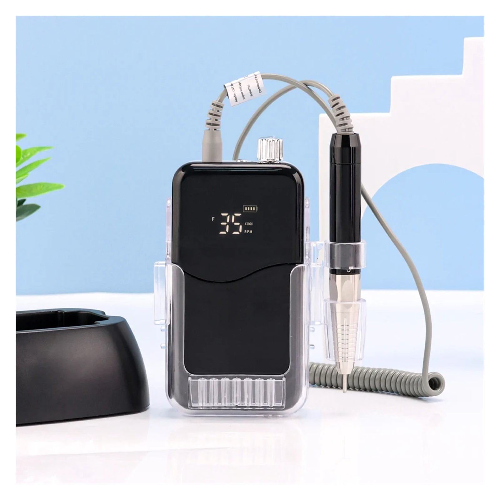 Classical Black Rechargeable Nail Drill Machine Nail Sander Manicure Tool Quiet 85w Brushless 35000rpm Cordless Drilling Base
