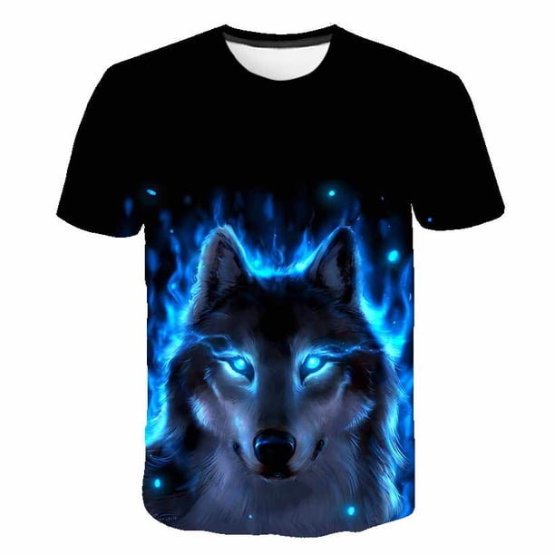 Nueva ropa de verano The Wolf, camiseta corta de verano, chándal para niños, trajes deportivos, disfraz de Animal para niños de 4 a 14 años, ropa 5T Gao Jinjia LED