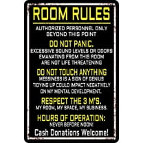 Metal Sign Vintage Room Rules Sign For Teen Girls Boy Bedroom Gaming Room Door Decor Boy Girl Rules Dorm Wall Accessories Cool Things Funny Gaming Room Decor 12 X 8 Inch
