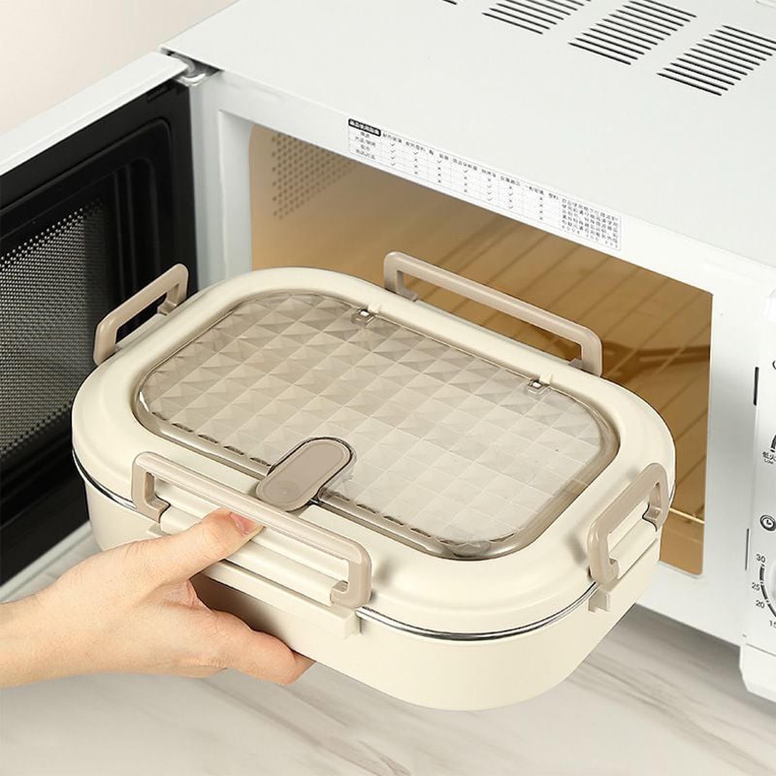 HOZVOMI 304 Stainless Steel Square Lunch Box, Insulated Sealed Bento Box with 3/4/5 Compartments & Large Capacity