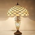 thumbnail image 3 of Tiffany Style Table Lamp W16H24 Inch Tall Stained Glass Crystal Pear Bead Lampshade Antique Night Light Base S005  LAMPS Lover Living Room Bedroom Office Study Reading Desk Nightstand Gifts, 3 of 6