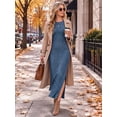 thumbnail image 5 of Cueply Long Sleeve Dress for Women Fall Wedding Guest Cocktail Maxi Dresses Split Elegant Ribbed Knit Winter Dress with Pockets, 5 of 9