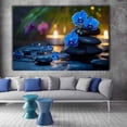 thumbnail image 2 of Mudket Blue Orchid with Zen Stones and Candles Canvas Wall Art, Floral Botanical Wall Decor, Framed Ready to Hang Artwork for Living Room Bedroom Bathroom Spa - 12"L x 8"W, 2 of 10