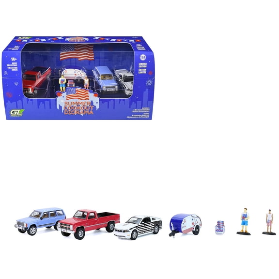 Summer Cookout Diorama" Set of 7 Pieces 1/64 Diecast Model Cars by Greenlight