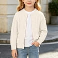thumbnail image 3 of Auroural Girls Cardigan Size 6 Girls' Fall and Winter Knitted Cardigan Sweater Solid Color Casual Sweater Coat 2-13Years, 3 of 9