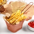 thumbnail image 5 of Holloyiver Wire Fry Basket, Stainless Steel French Fry Chips Baskets Net, Rectangle Wire Mesh Frying Serving Food Presentation Tableware for Chips, Onion Rings & Chicken Wings (Rose Silver), 5 of 7