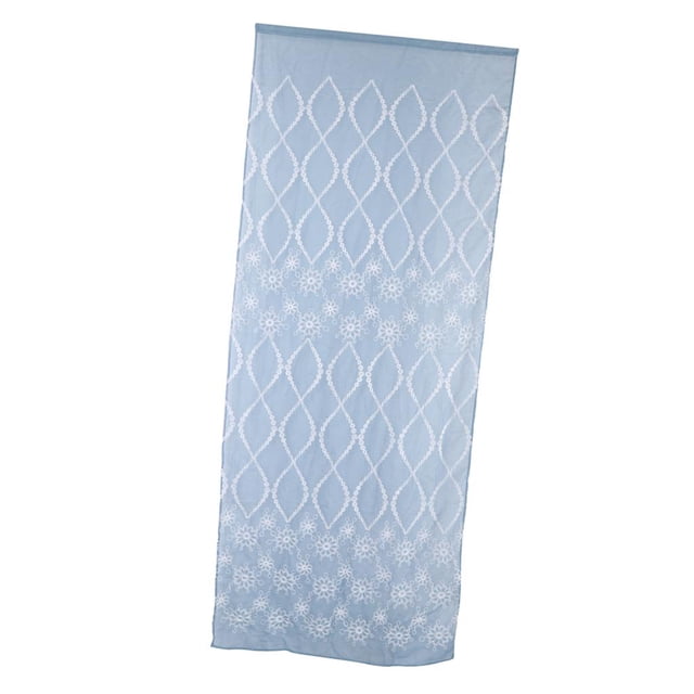 Cortina de ventana de gasa BLESIY Tulle Panel Drapeado Color Sólido Elegante Para Comedor Cocina Oficina Azul claro