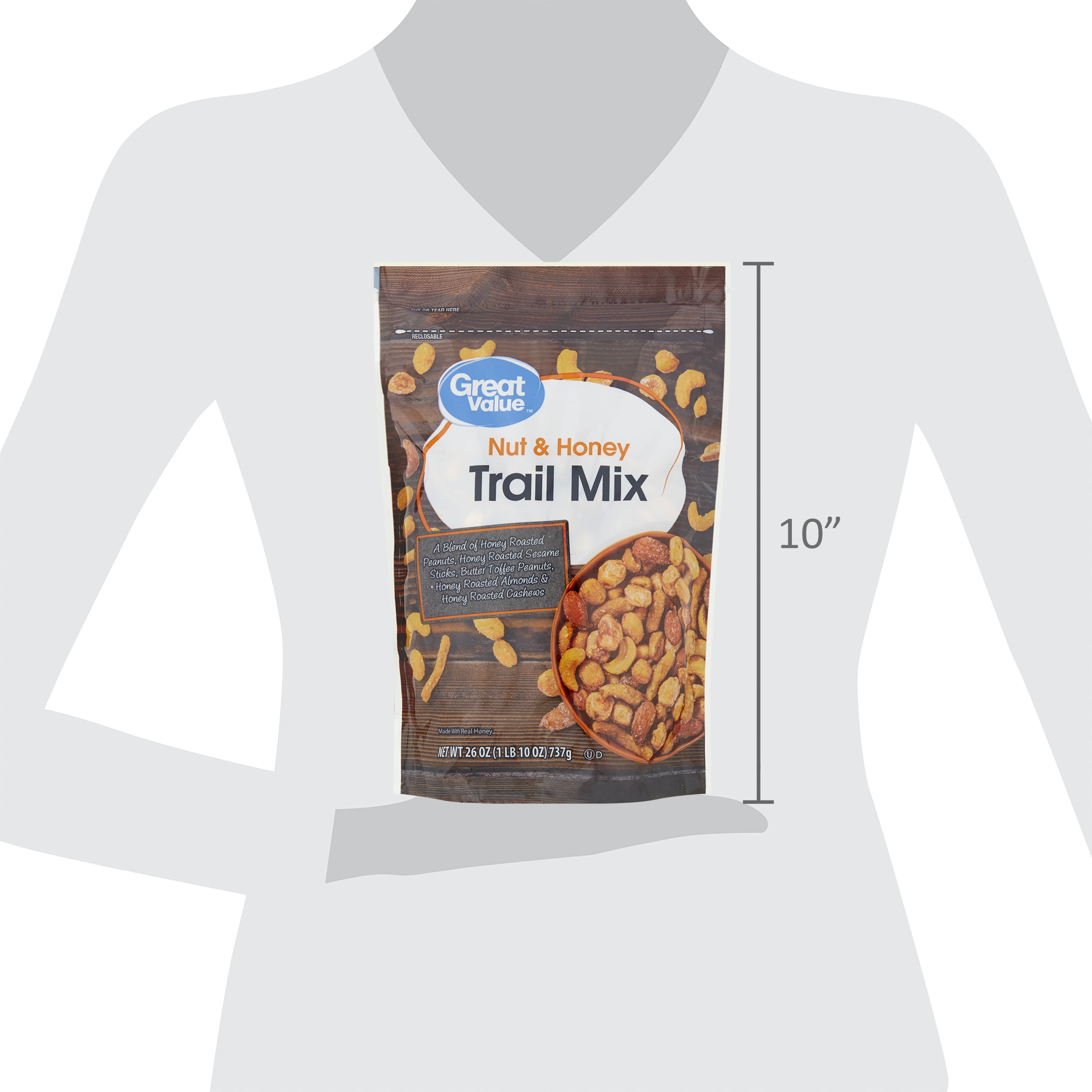 (4 pack) Great Value Nut & Honey Trail Mix, 26 oz
