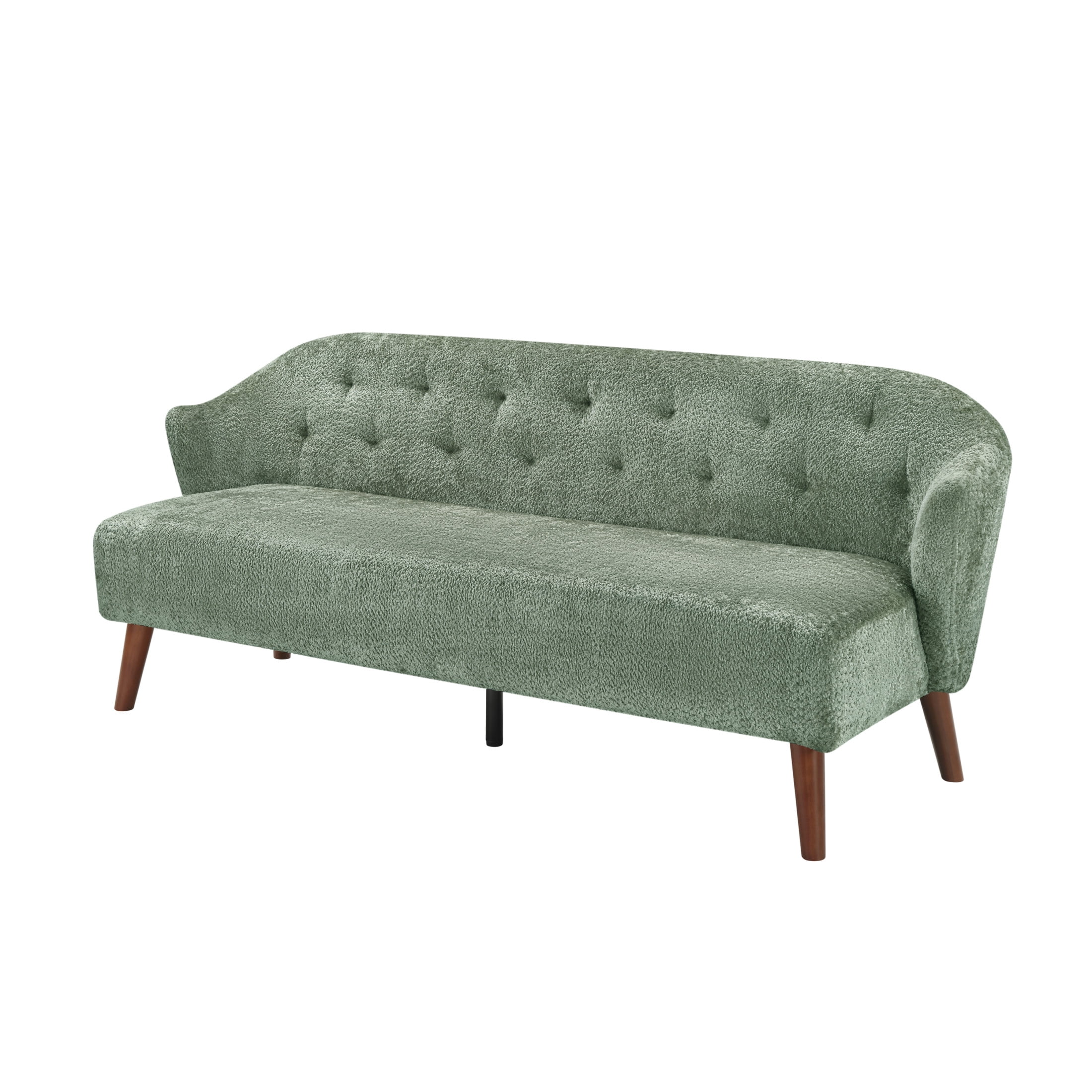 Christopher Knight Home Modern Tufted 3-Seater Sofa, Plush Upholstered Couch with Wood Legs, Green