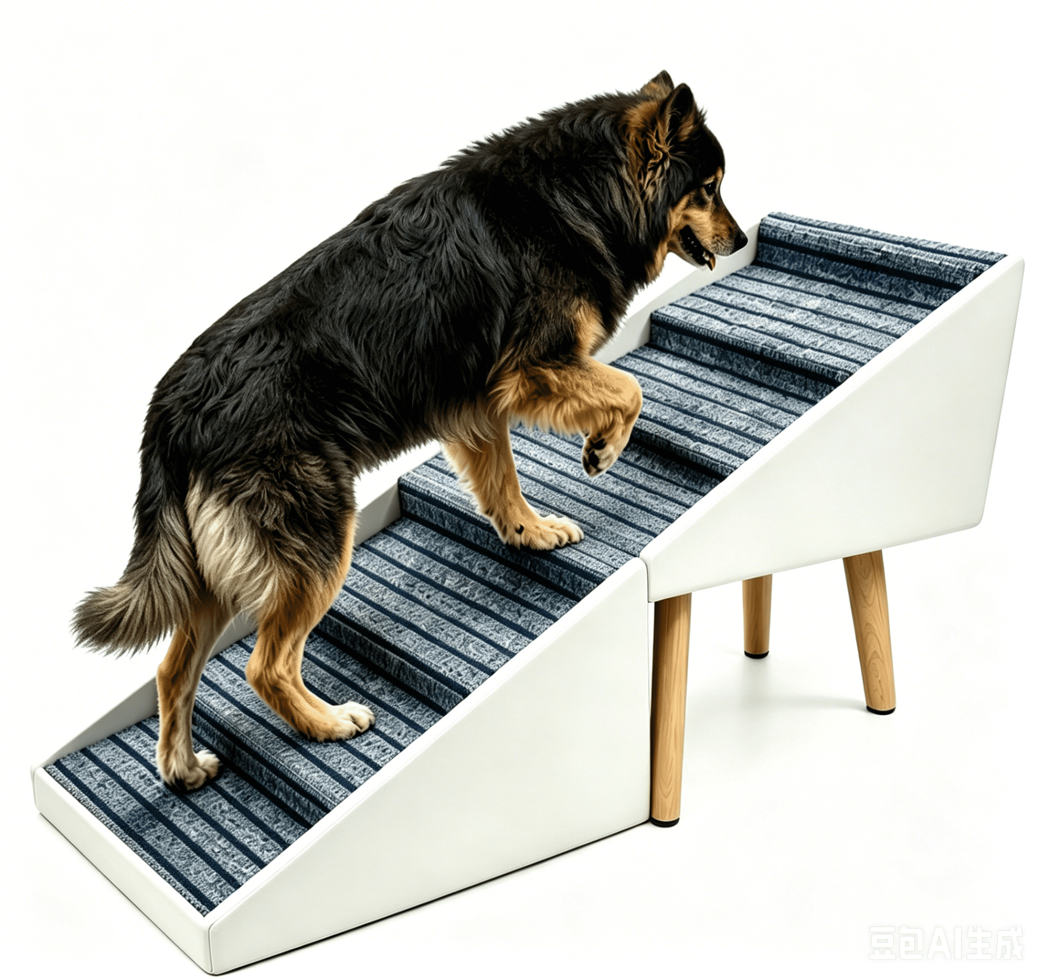 2 in 1 Dog Stairs for Bed and Couch 25.2" Foldable Dog ramp for Couch 6 Pet Steps & Ottoman for Small and Large Dogs, Beige