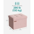 thumbnail image 6 of SONGMICS Storage Ottoman Storage Bench Footstool Folding Cube Footrest 286 lb Capacity for Entryway Living Room Bedroom Home Office Jelly Pink, 6 of 6