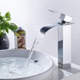 thumbnail image 1 of Grifo de lavabo alto en cascada, grifo de baño, mezclador de lavabo alto, ajustable en frío y caliente para baño en latón y acero inoxidable, mezclador de cascada para lavabo, 1 of 4