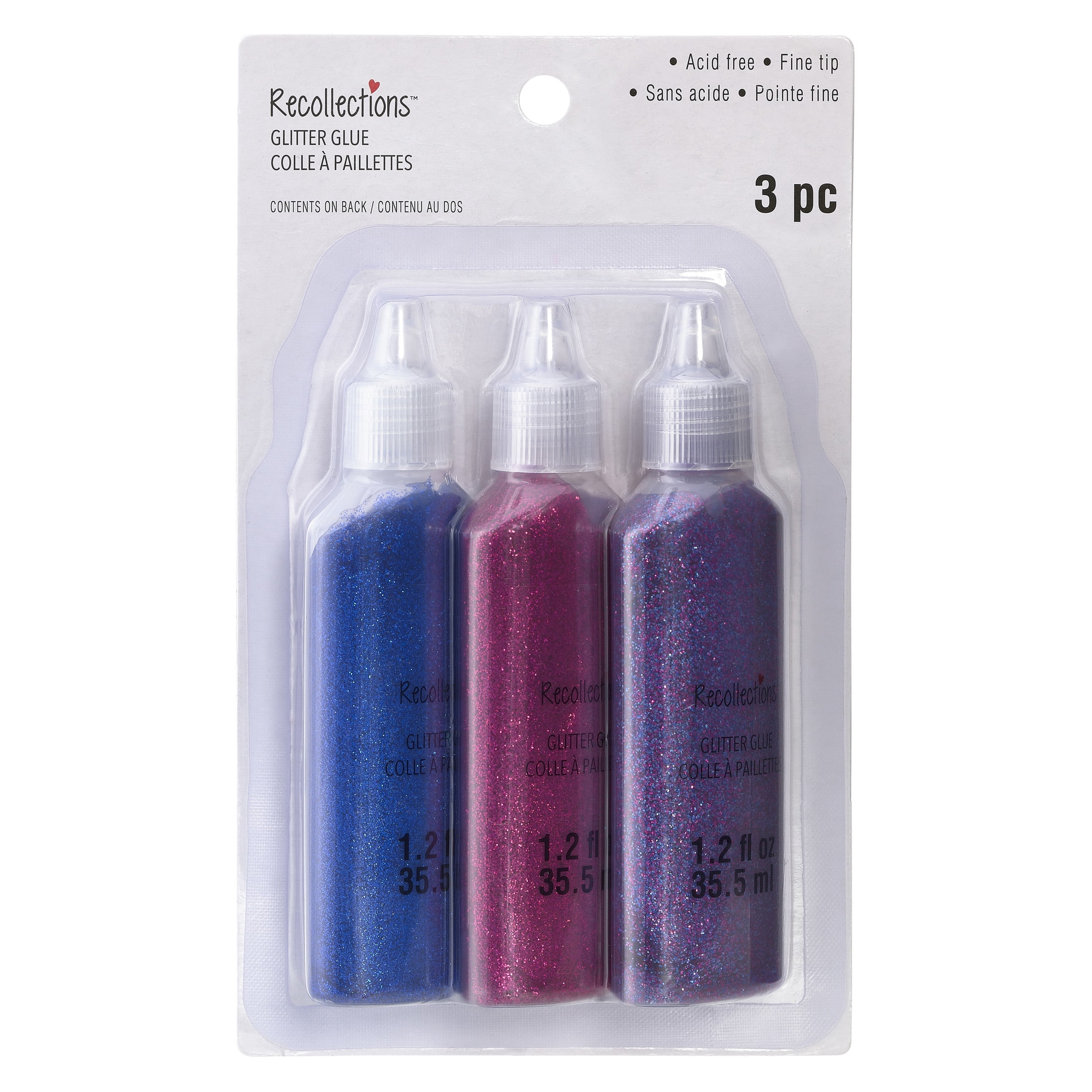 Jewel Tone Glitter Glue by Recollections – Assorted Color Acid-Free Glitter Glue with Fine Tip for Crafts & Paper Projects - 1.2 fl. oz. Bottles - 12 Pack