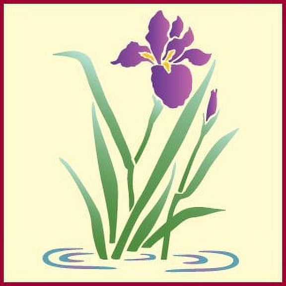 Water Iris Stencil - Flower Floral Arrangements Koi Pond Bouquet Colonial Romantic DIY Vase Pitcher Decor Painting Gifts Crafts Laser Cut Mylar Reusable Templates - The Artful Stencil