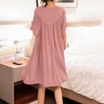 thumbnail image 6 of Nightgown For Women Short Sleeve Ruched Maxi Sleep Dress for Home Lounge Weekend Morning Evening Routine Relaxed Daily Wear Casual Comfort Style Summer, 6 of 7