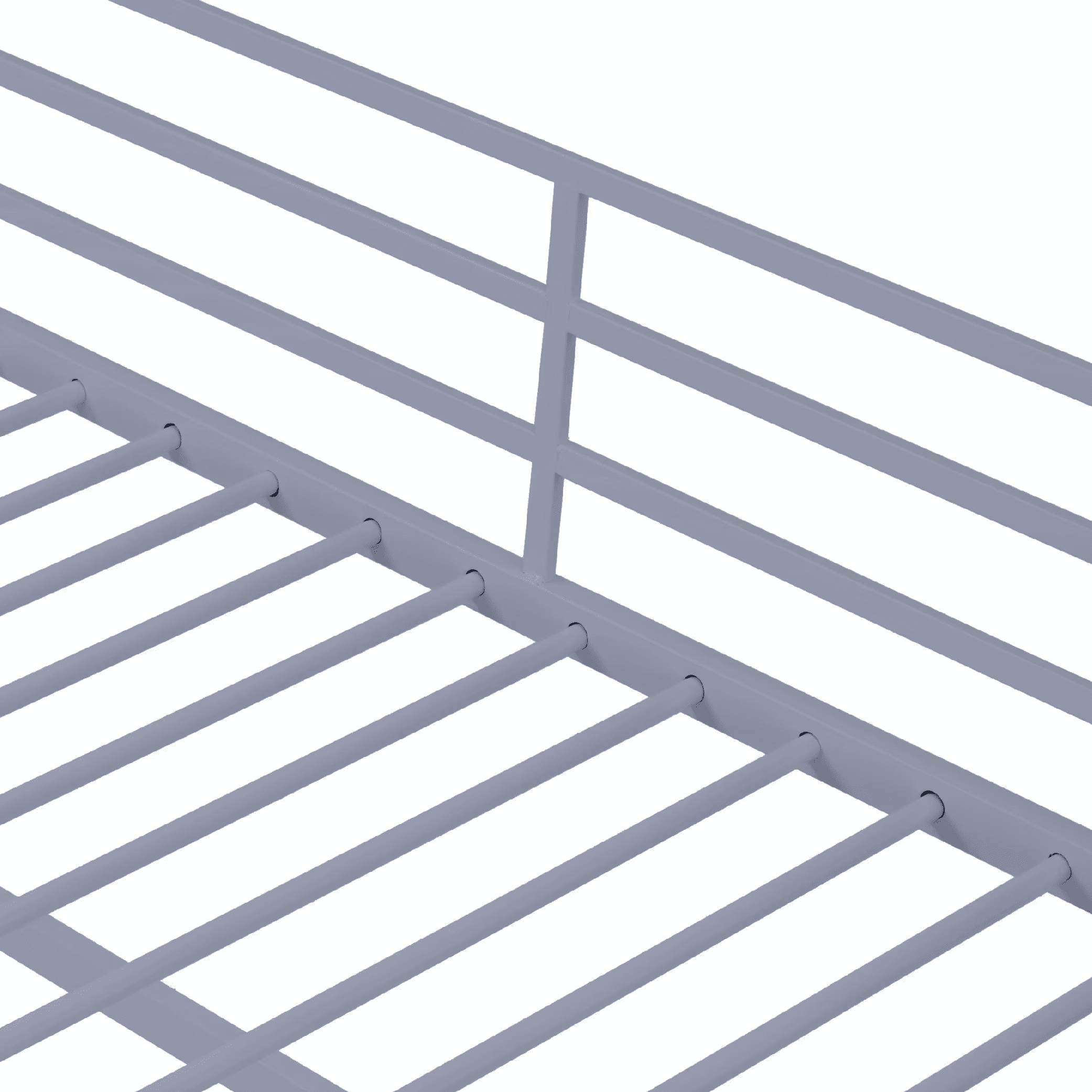 MAYEERTY Twin Size Metal Loft Bed with Safety Guard Rails & Flat Ladder, Bed Frame for Kids Teens Adults, Gray
