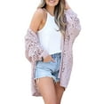 thumbnail image 3 of Dellytop Womens Crochet Boho Solid Color Open Front Cardigan Sweater Purple XL, 3 of 6