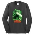 thumbnail image 2 of Catzilla Parody Taking Over City | Mens Cat Lover Long Sleeve T-Shirt, Charcoal, Large, 2 of 3