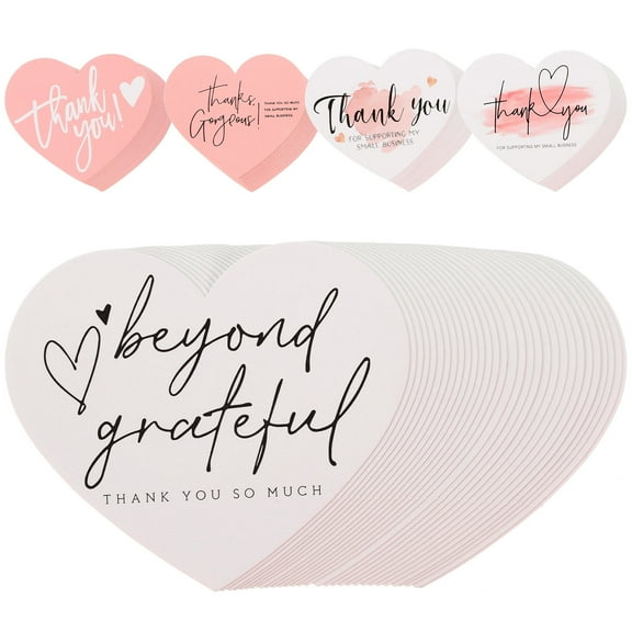WHAMVOX 150pcs Thank You Small Business Cards Heart Shape Cards Thank You Labels