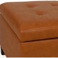 thumbnail image 5 of Adeco 17.5" Faux Leather Storage Ottoman with Hinged Lid, 14 Inch High Square Cube Foot Stool with Storage, Upholstered Vanity Stool with Solid Wood Legs for Living Room, Bedroom, Dorm (Warm Orange), 5 of 18