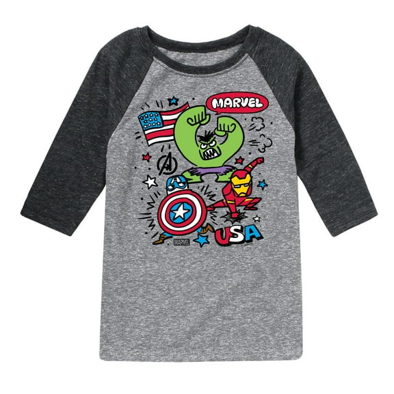 Marvel The Avengers - USA Sketch - Toddler And Youth Raglan