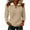 Khaki, variant on Women's Quarter Zip Pullover, Retro Western Style Color Block Sweatshirt, Waffle Texture Stand Collar Top, Fleece Lined Casual Shirt, Fall Winter Wear Beige L