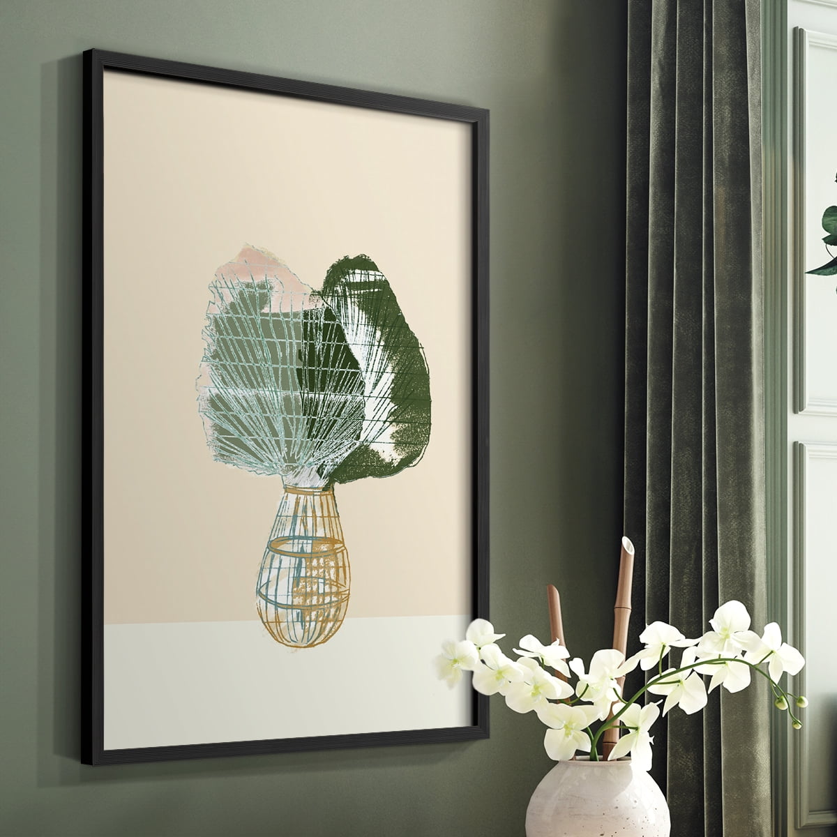 Woven Tropical Leaf II Framed Print - Solid Wood in Single Picture Frame Solid Wood 2 Framed Print