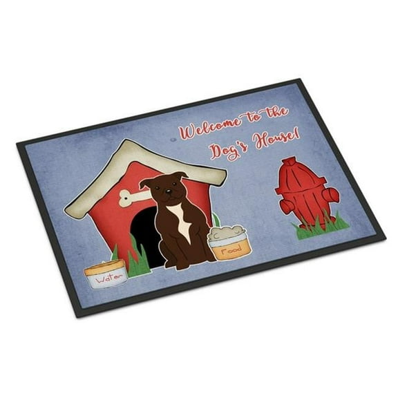 Carolines Treasures Dog House Collection Staffordshire Bull Terrier Chocolate Door Mat Indoor Rug or Outdoor Welcome Mat